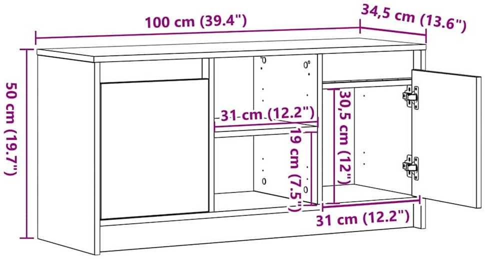 TV staliukas TV vienetai 100 x 34 x 50 cm Ruda Apdirbta mediena
