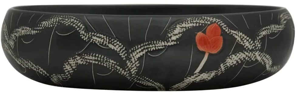 Praustuvas ant stalviršio, juodas, 59x40x15cm, keramika, ovalus