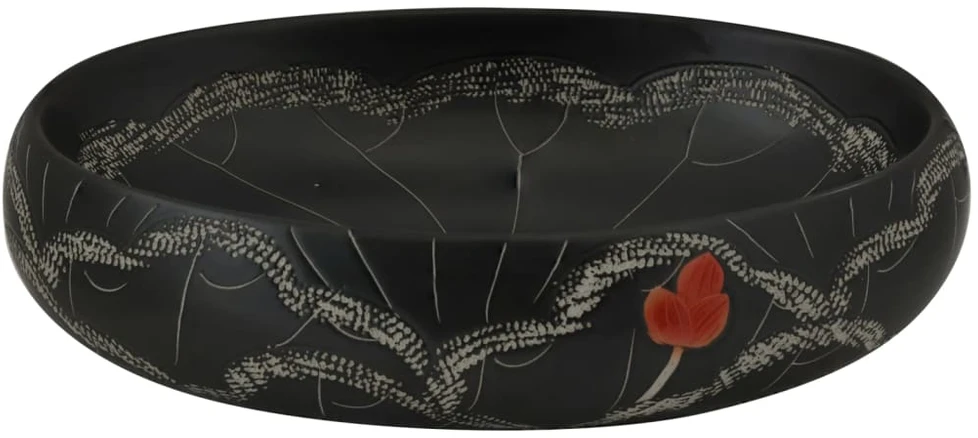 Praustuvas ant stalviršio, juodas, 59x40x15cm, keramika, ovalus