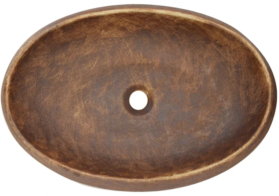 Praustuvas ant stalviršio, rudas, 59x40x15cm, keramika, ovalus
