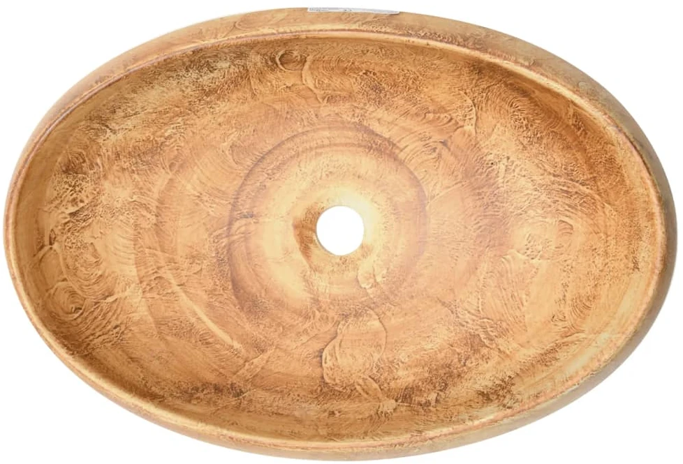 Praustuvas ant stalviršio, rudas, 59x40x15cm, keramika, ovalus
