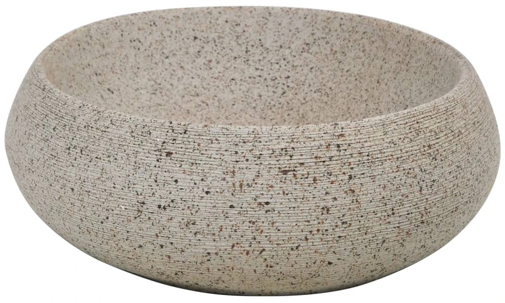 Praustuvas ant stalviršio, smėlio, 59x40x15cm, keramika, ovalus