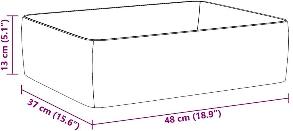Praustuvas, baltos spalvos, 48x37x13cm, keramika, stačiakampis