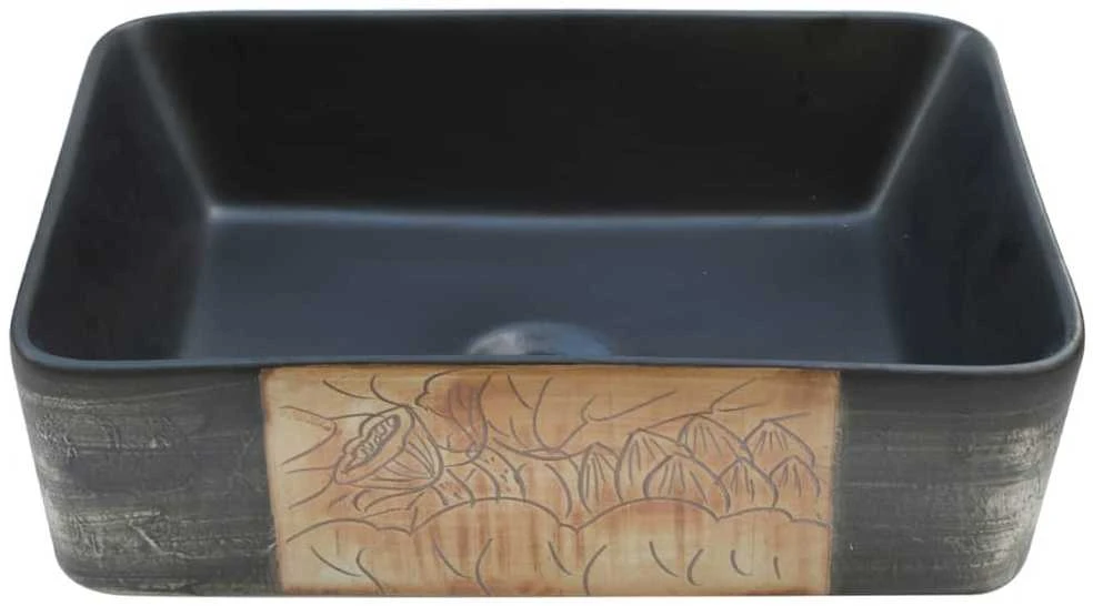 Praustuvas, juodas ir rudas, 46x35,5x13cm, keramika