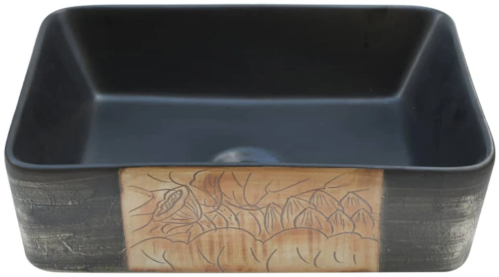 Praustuvas, juodas ir rudas, 46x35,5x13cm, keramika