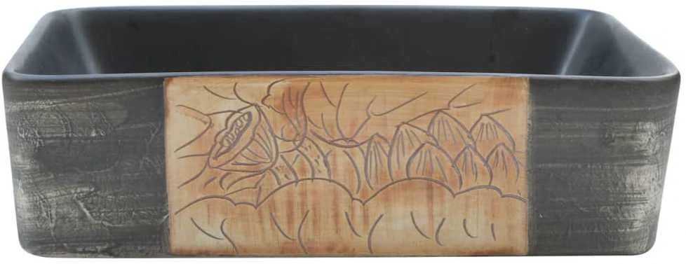 Praustuvas, juodas ir rudas, 46x35,5x13cm, keramika