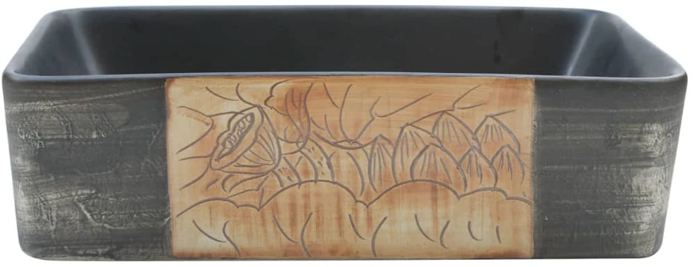 Praustuvas, juodas ir rudas, 46x35,5x13cm, keramika