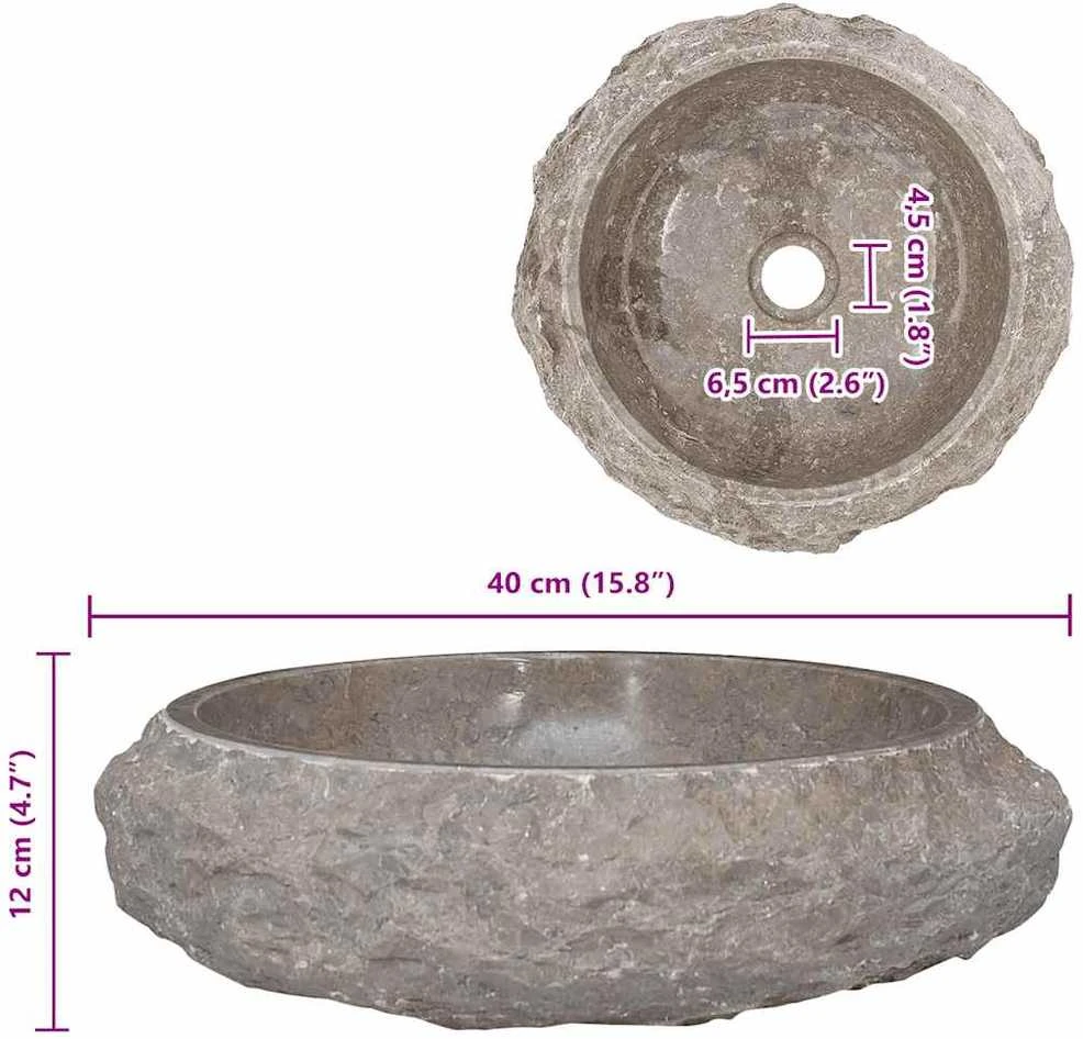 Praustuvas, pilkos spalvos, skersmuo 40x12cm, marmuras