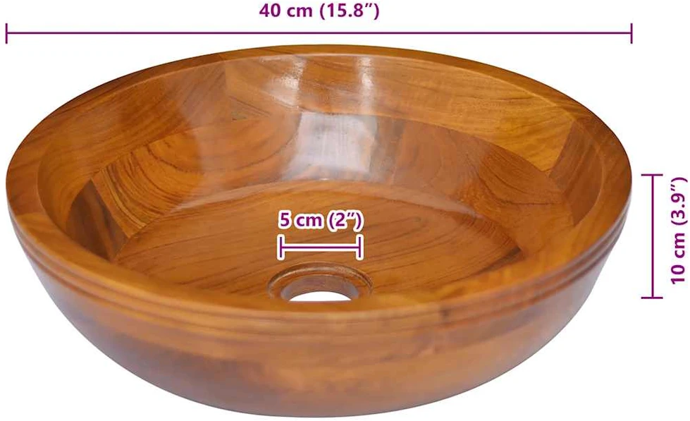 Praustuvas, skersmuo 40x10cm, tikmedžio medienos masyvas