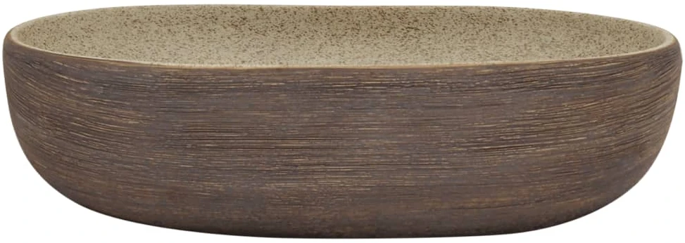 Praustuvas, smėlio ir rudas, 59x40x14cm, keramika, ovalus