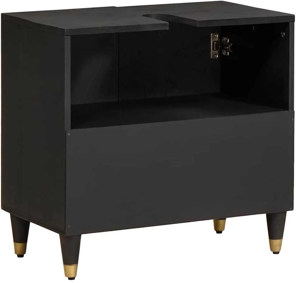 Praustuvo spintelė Juoda 62 x 33 x 58 cm Kietas mango medis