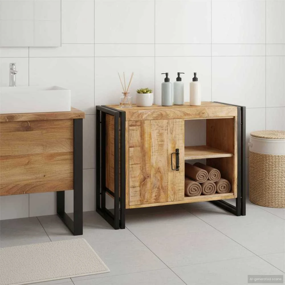 Praustuvo spintelė Ruda 71 x 33 x 58 cm Kietas mango medis
