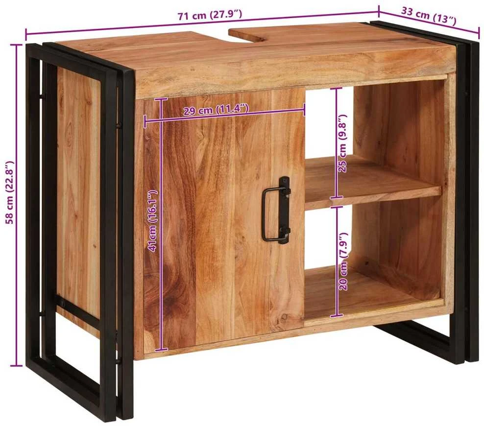 Praustuvo spintelė Ruda 71 x 33 x 58 cm Kietos akacijos mediena
