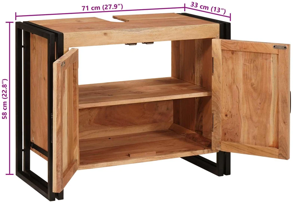 Praustuvo spintelė Ruda 71 x 33 x 58 cm Kietos akacijos mediena