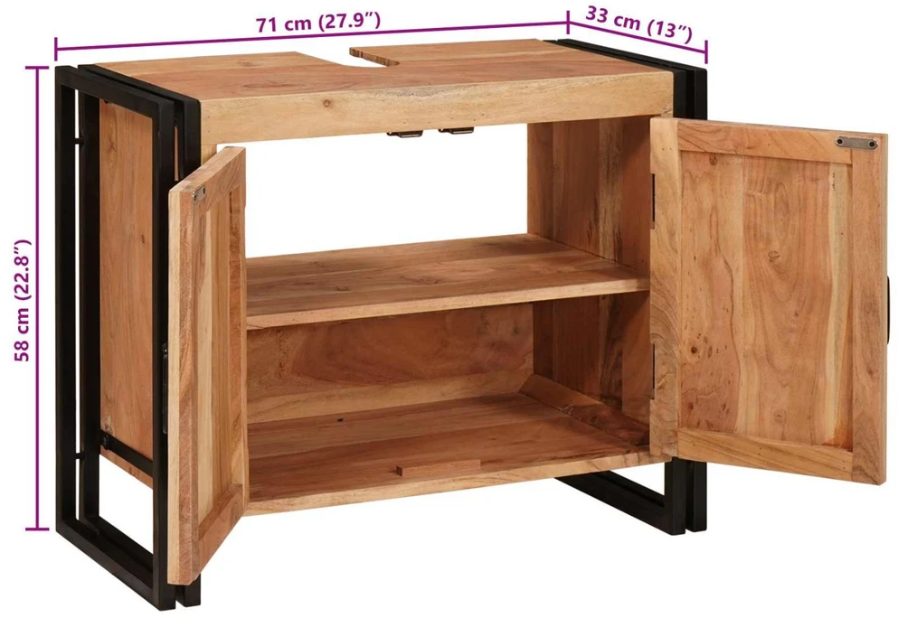 Praustuvo spintelė Ruda 71 x 33 x 58 cm Kietos akacijos mediena