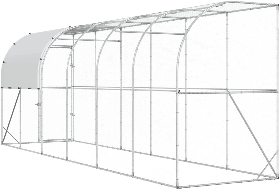 Prie sienos esantis vištų narvas Sidabrinė 600 x 100 x 215 cm