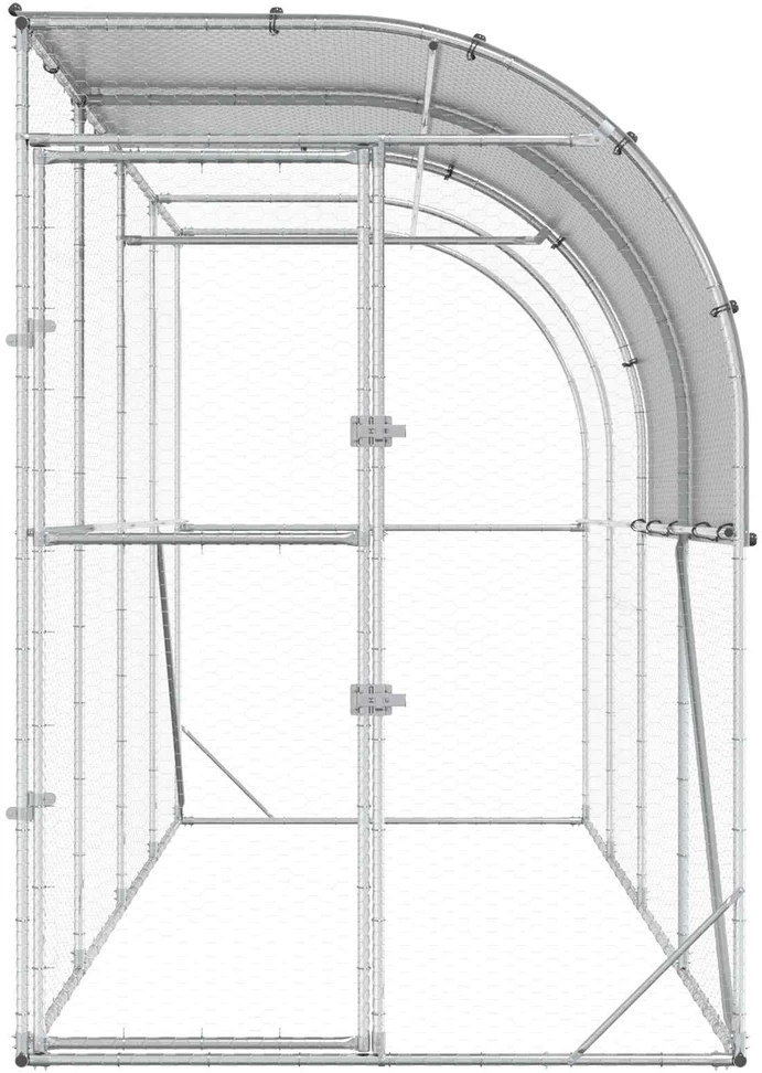 Prie sienos esantis vištų narvas Sidabrinė 400 x 150 x 215 cm
