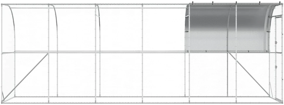Prie sienos esantis vištų narvas Sidabrinė 600 x 100 x 215 cm