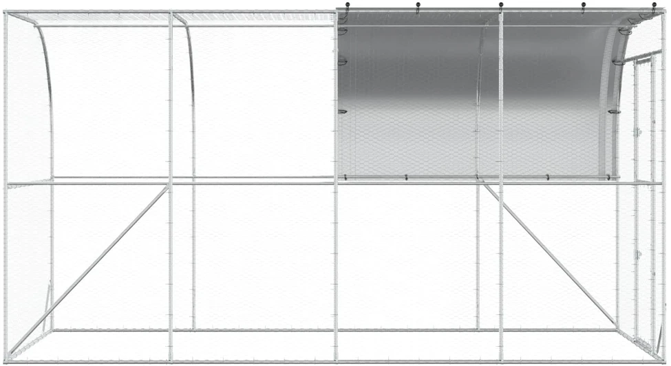 Prie sienos esantis vištų narvas Sidabrinė 400 x 200 x 215 cm