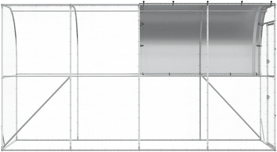 Prie sienos esantis vištų narvas Sidabrinė 400 x 150 x 215 cm