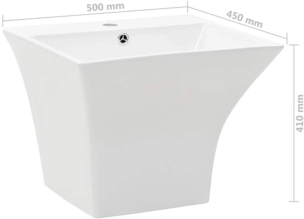 Prie sienos mont. praustuvas, baltas, 500x450x410mm, keramika