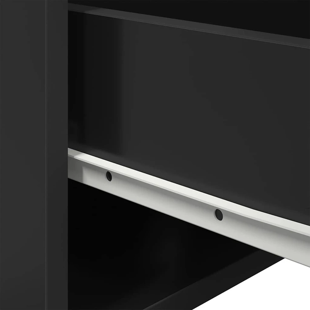 Prie sienos montuojama naktinė spintelė su LED, juoda