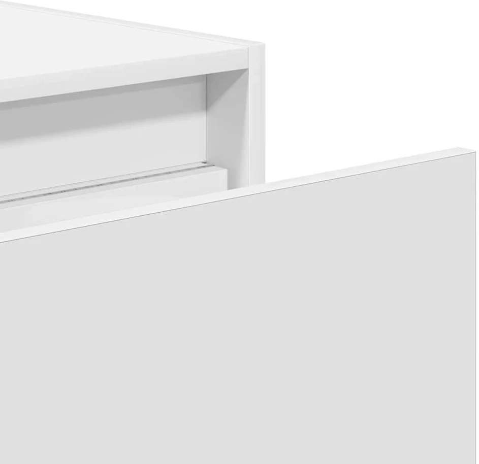 Prie sienos montuojama naktinė spintelė su LED, balta