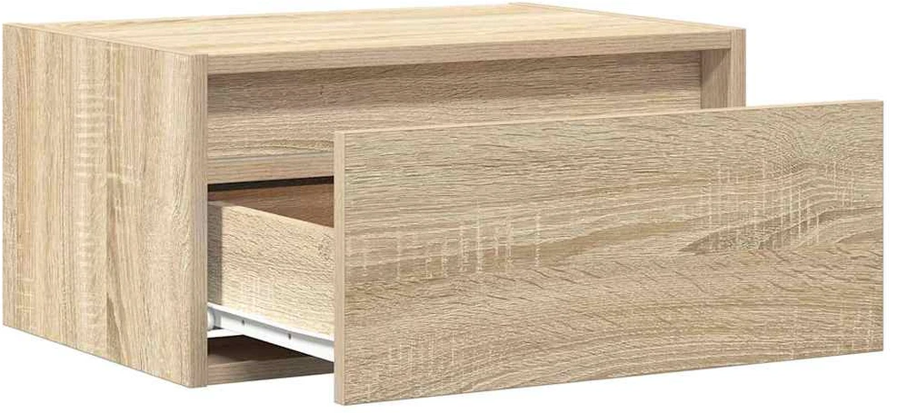 TV staliukas Prie sienos montuojama naktinė spintelė su LED, ąžuolo