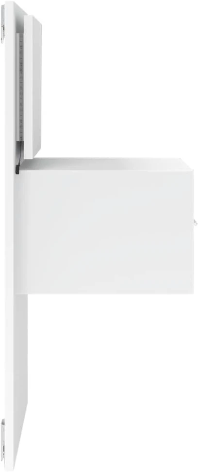 Prie sienos montuojama naktinė spintelė su LED, balta