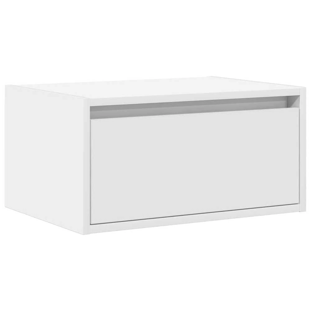 Prie sienos montuojama naktinė spintelė su LED, balta