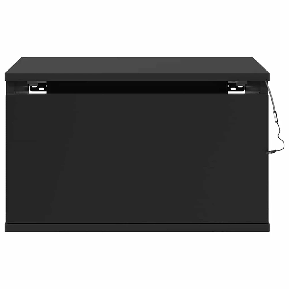 Prie sienos montuojama naktinė spintelė su LED, juoda