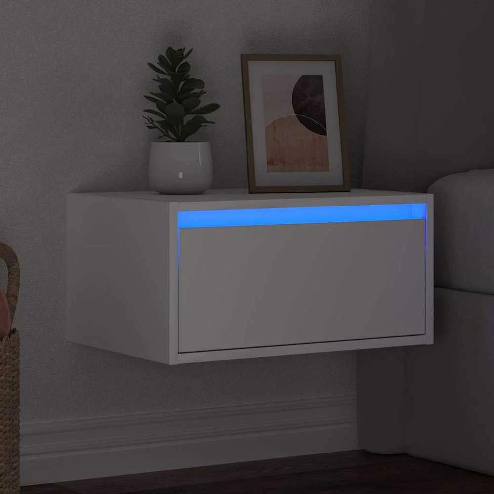 Prie sienos montuojama naktinė spintelė su LED, balta