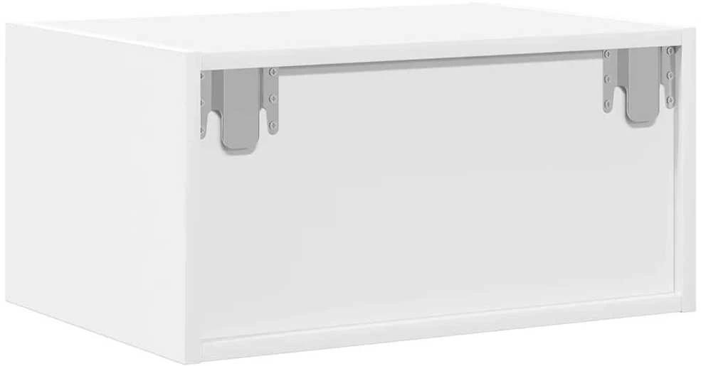 Prie sienos montuojama naktinė spintelė su LED, balta