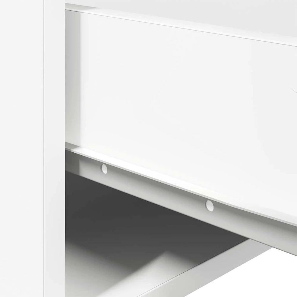 Prie sienos montuojama naktinė spintelė su LED, balta