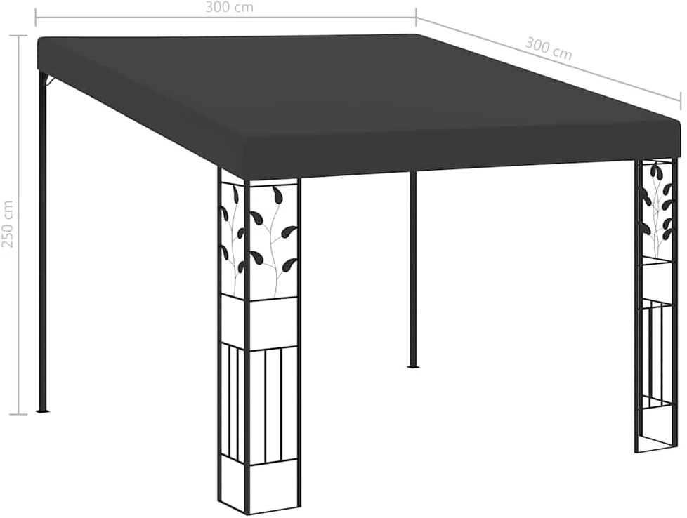 Prie sienos montuojama pavėsinė, antracito, 3x3x2,5m