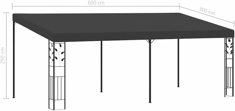 Prie sienos montuojama pavėsinė, antracito, 6x3x2,5m