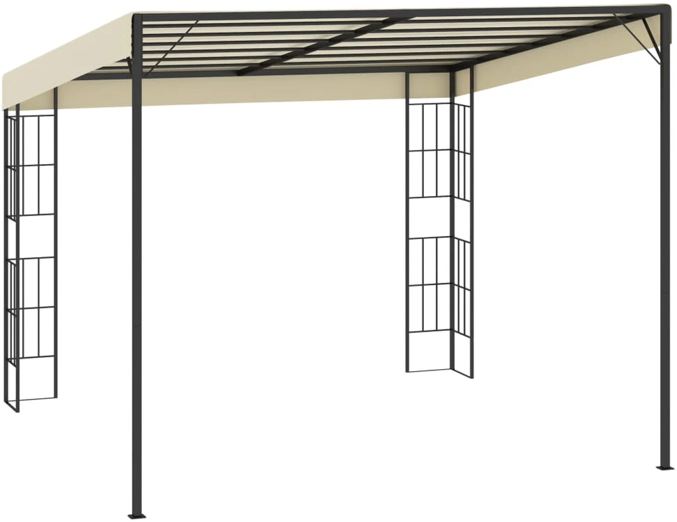 Prie sienos montuojama pavėsinė, kreminė, 3x3m, audinys