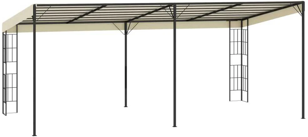 Prie sienos montuojama pavėsinė, kreminė, 3x6m, audinys