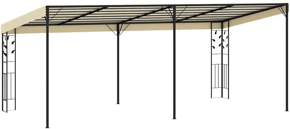 Prie sienos montuojama pavėsinė, kreminės spalvos, 6x3x2,5m