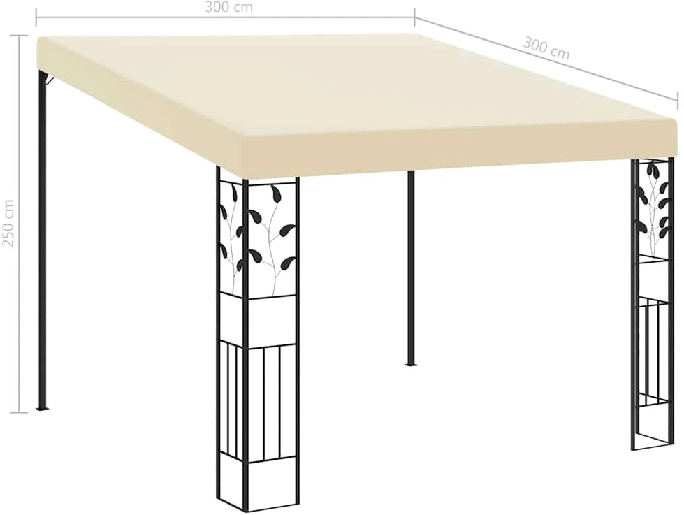 Prie sienos montuojama pavėsinė, kreminės spalvos, 3x3x2,5m