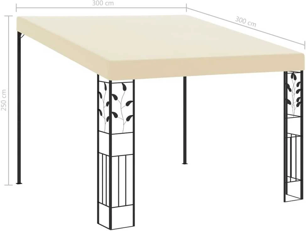Prie sienos montuojama pavėsinė, kreminės spalvos, 3x3x2,5m