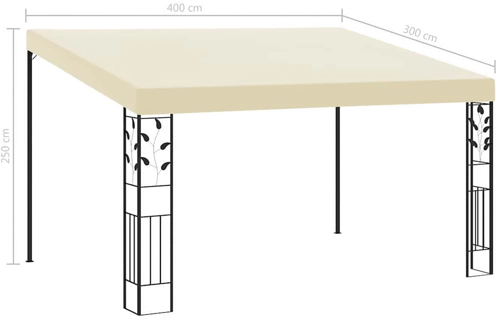 Prie sienos montuojama pavėsinė, kreminės spalvos, 4x3x2,5m