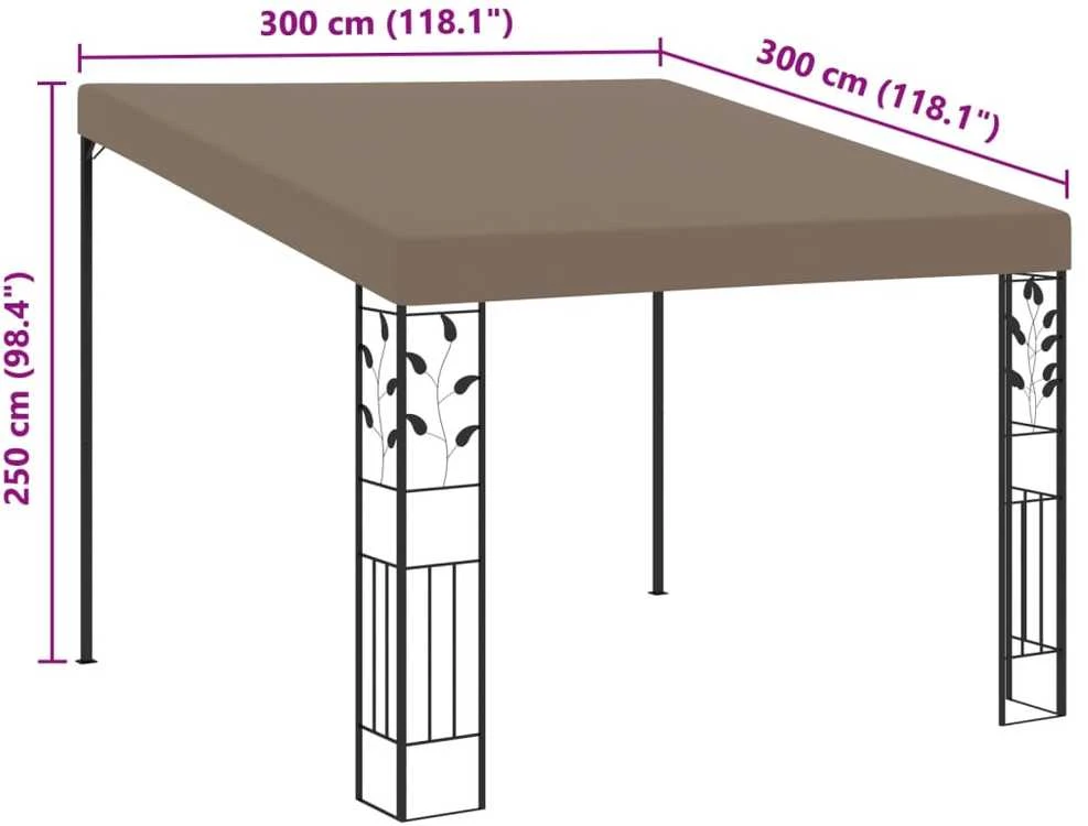 Prie sienos montuojama pavėsinė, taupe spalvos, 3x3x2,5m