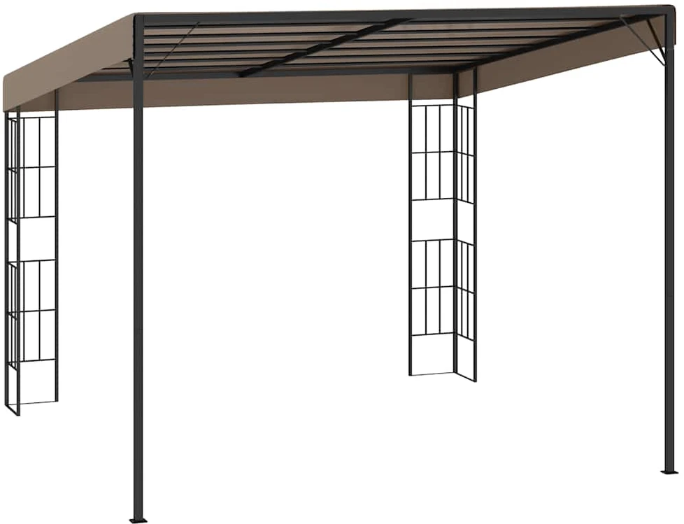 Prie sienos montuojama pavėsinė, taupe spalvos, 3x3m, audinys