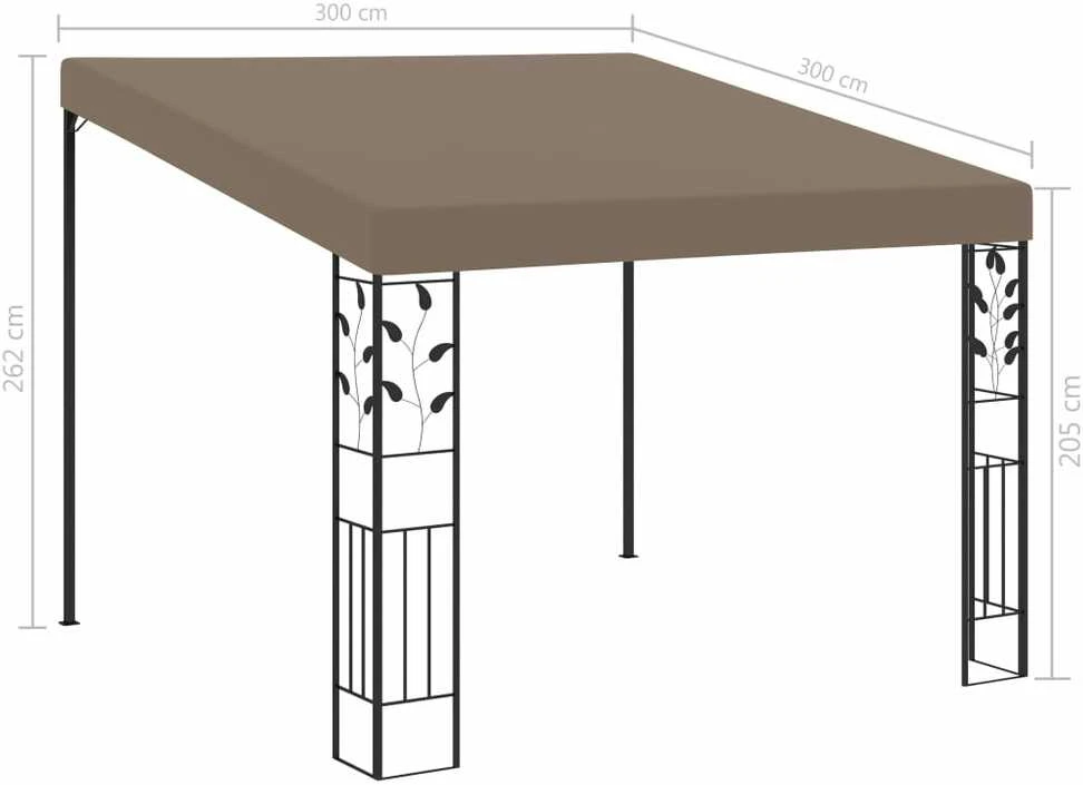 Prie sienos montuojama pavėsinė, taupe spalvos, 3x3x2,5m