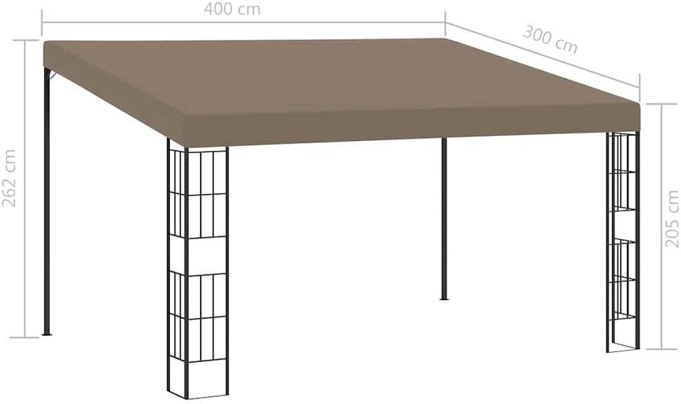 Prie sienos montuojama pavėsinė, taupe spalvos, 4x3m, audinys
