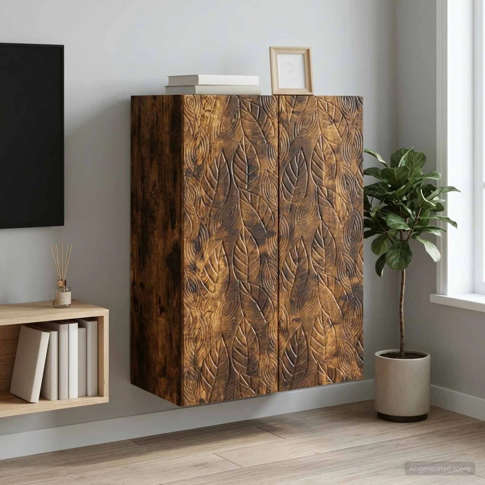 Prie sienos montuojama spinta 66 x 34,5 x 90 cm Dūminio ąžuolo