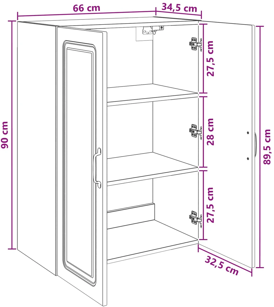 Prie sienos montuojama spinta 66 x 34,5 x 90 cm Balta