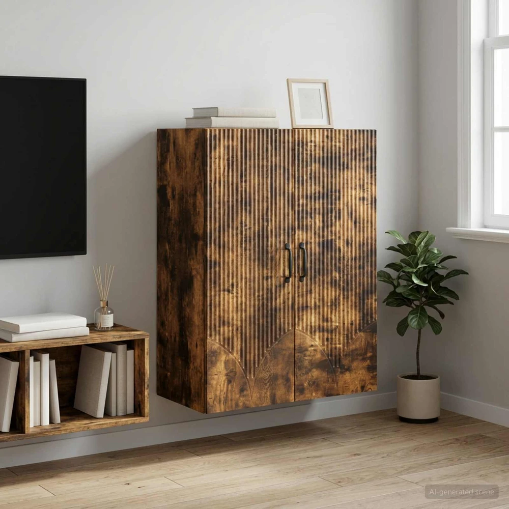 Prie sienos montuojama spinta 66 x 34,5 x 90 cm Dūminio ąžuolo