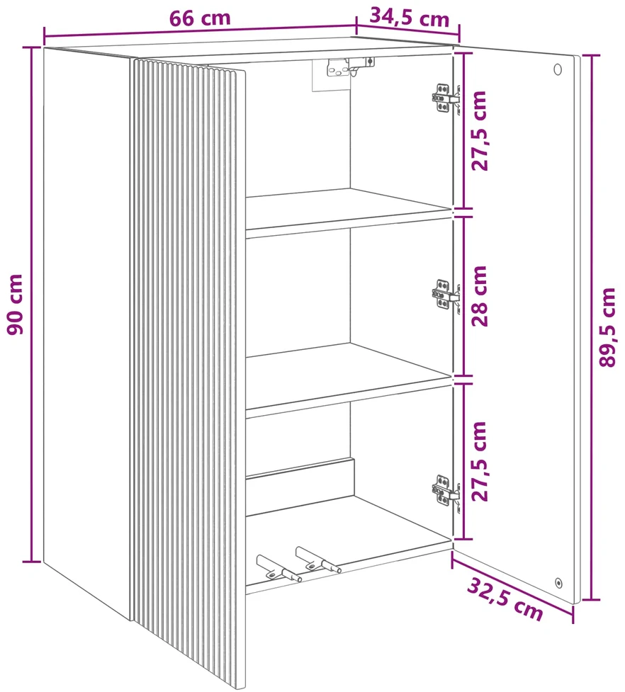 Prie sienos montuojama spinta 66 x 34,5 x 90 cm Balta